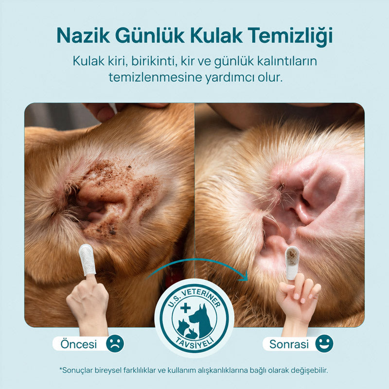 EarWipes | Kulak Kiri ve Enfeksiyonlarına Karşı | Parmak Mendili | Kedi ve Köpek görsel 5